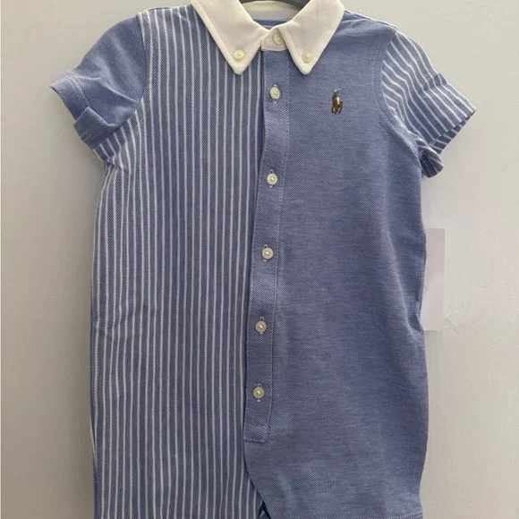 NWT Polo by Ralph Lauren Blue baby romper. 6 months. - Picture 1 of 4